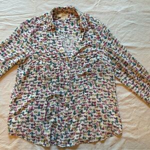 Maeve Multicolor Butterfly Print Blouse